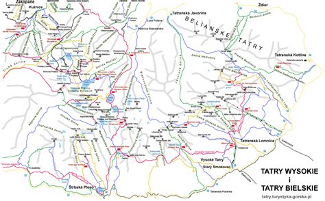 mapa szlaki turystyczne tatry
